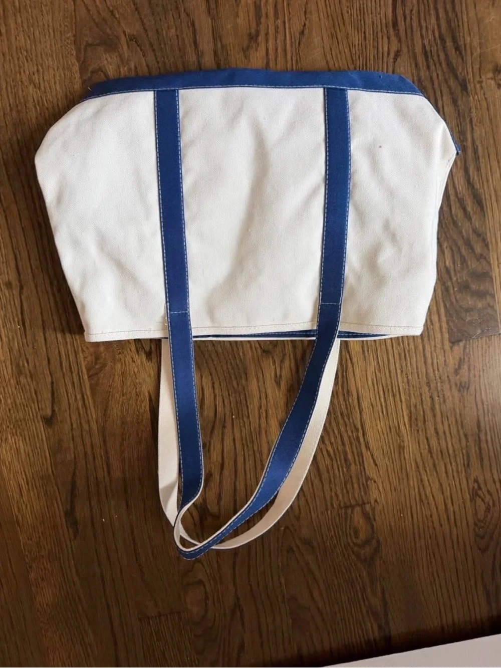 8 Monogrammed Canvas Tote with Blue Trim